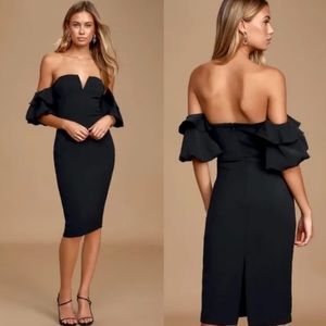 LIKE NEW! Lulus Out Late Black Puff Sleeve Dress in Medium